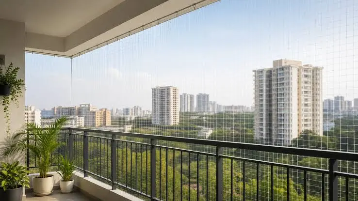 Balcony safety net installed on a residential apartment in Hyderabad
