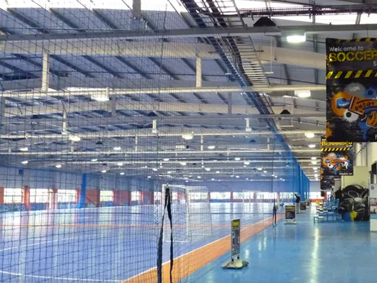 Completed sports safety net installed around a multi-sports court in Hyderabad